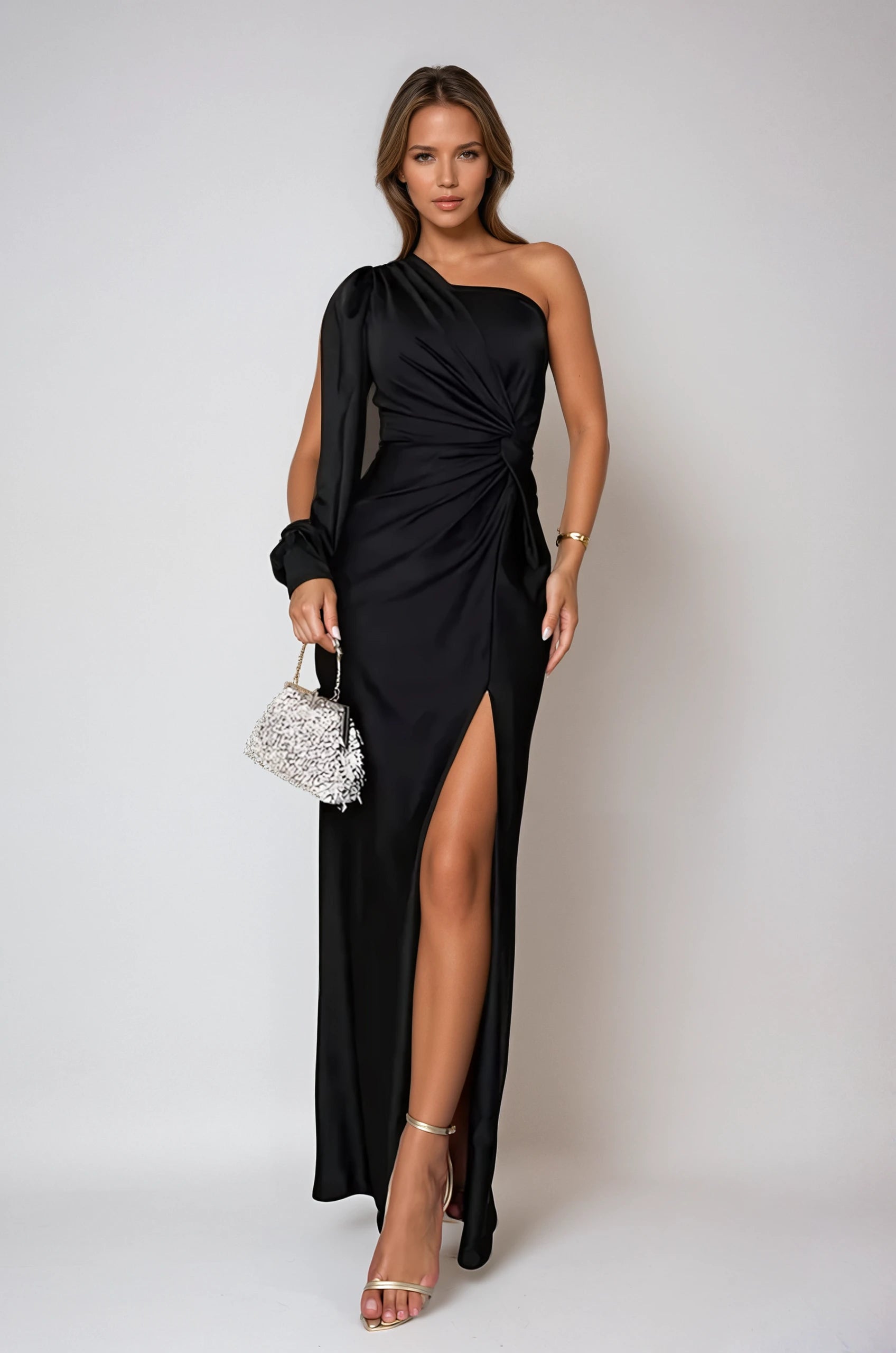 Noéras Elegante Ein-Schulter Maxi-Kleid